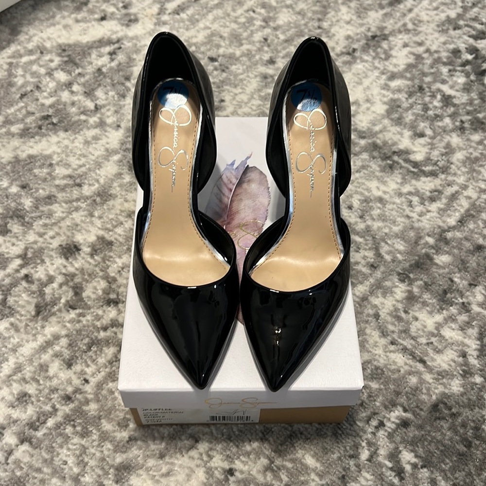 Jessica Simpson patent pointed heels